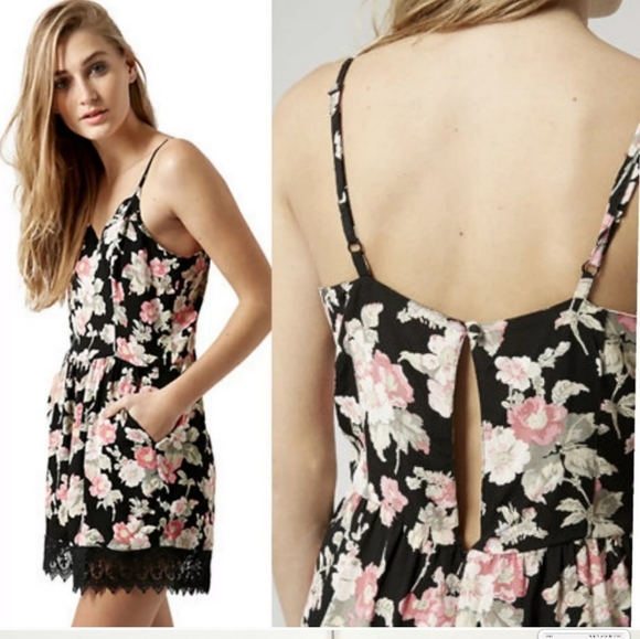 Topshop spaghetti strap floral romper - Picture 2 of 4